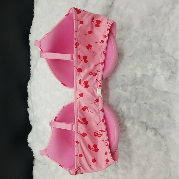 PINK Victoria's Secret Pink with Red Heart Cherries 36D T-shirt Underwire Bra - Picture 2 of 5